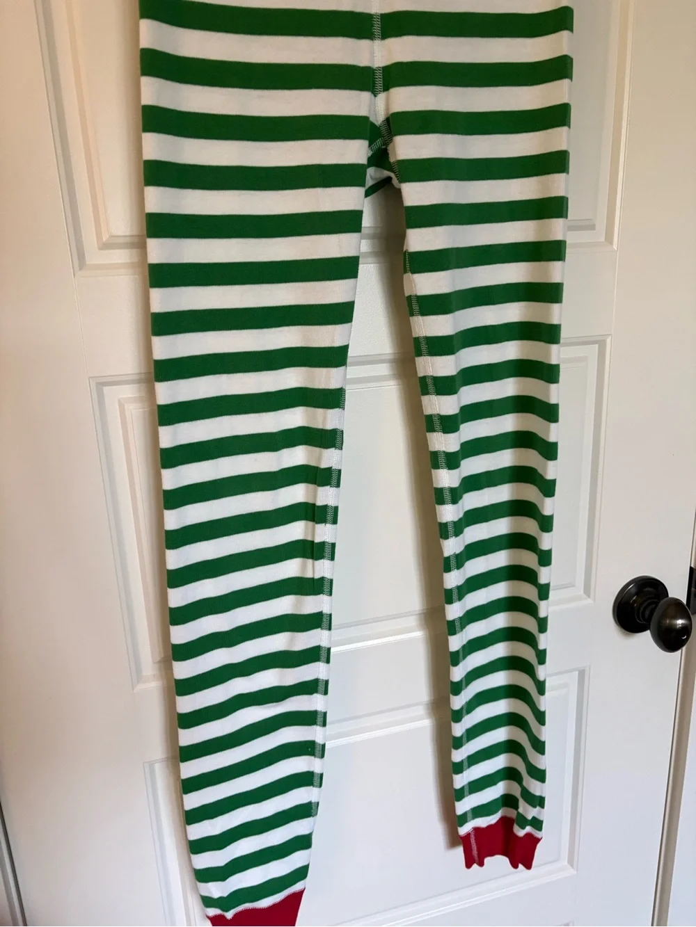 Hanna Andersson Striped Long John Pajamas Holiday Christmas Green Sz 160